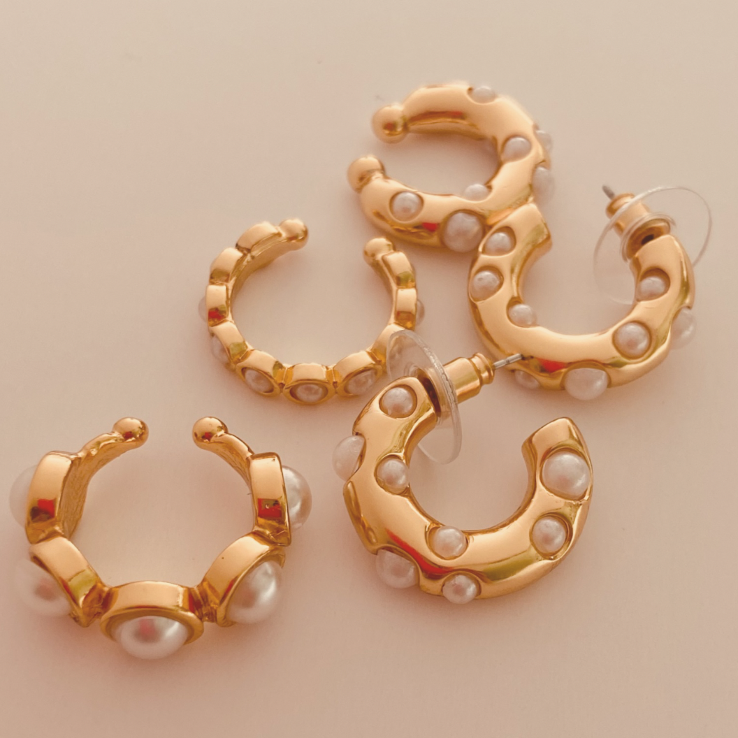 Ear Cuff Pearl Gold