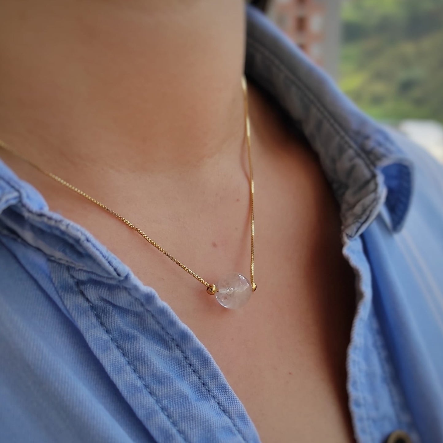 NECKLACE NATURAL QUARTZ GOLD