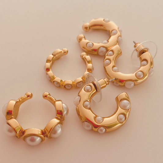 Ear Cuff Pearl Gold