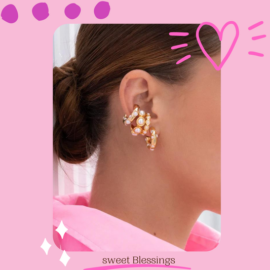 Ear Cuff Pearl Gold
