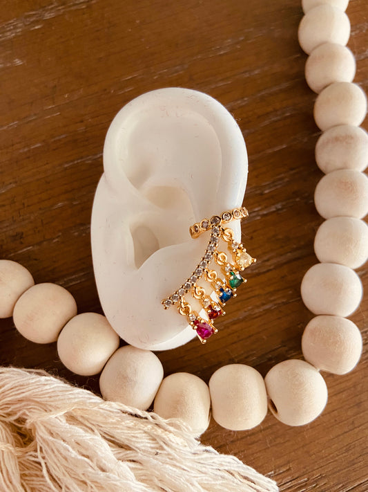 Rainbow solitaire earring