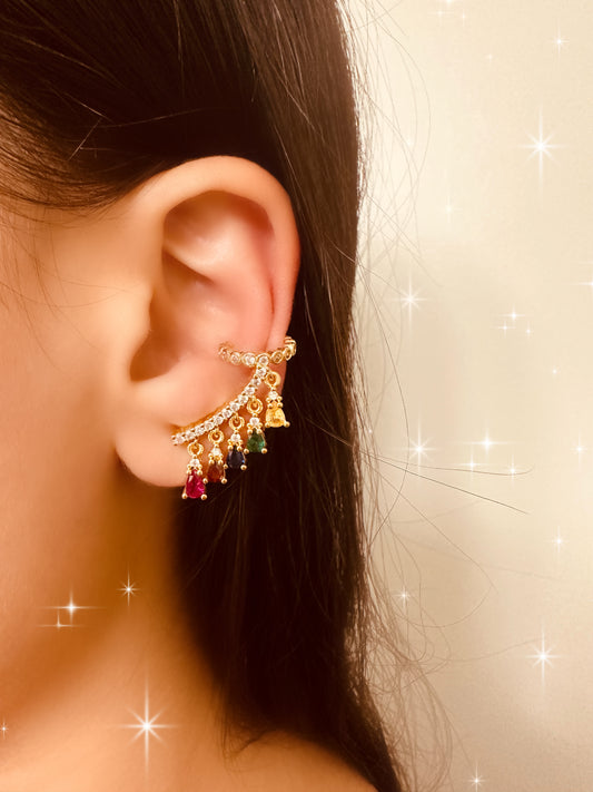 Rainbow solitaire earring